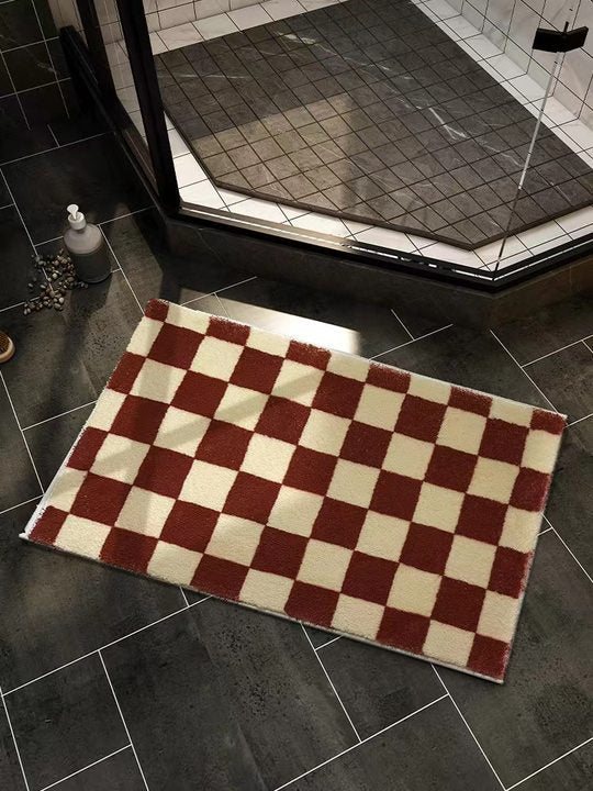 Stylish Checkered Bath Mat Bowlift