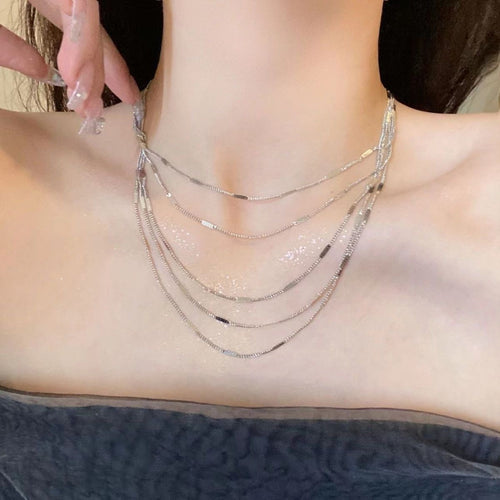 Layered Silver Chain Necklace Bowlift