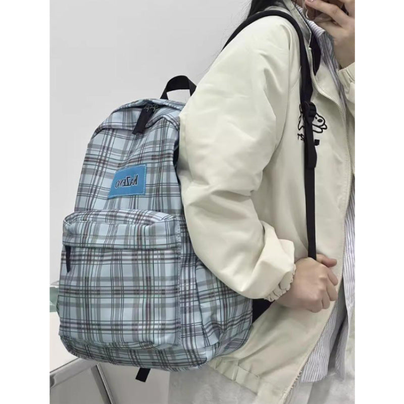 Stylish Plaid Patterned Laptop Backpack Bowlift