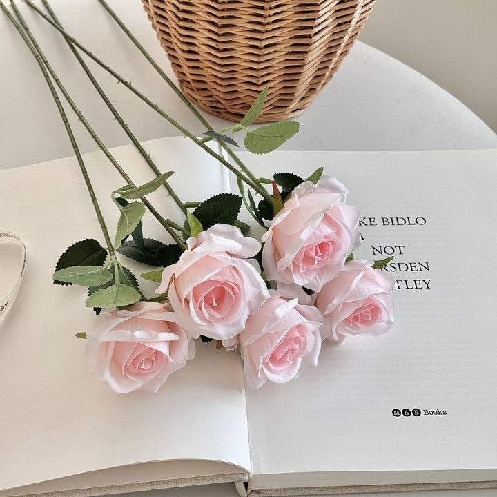 Decorative Long-Stem Silk Rose Bouquet Bowlift