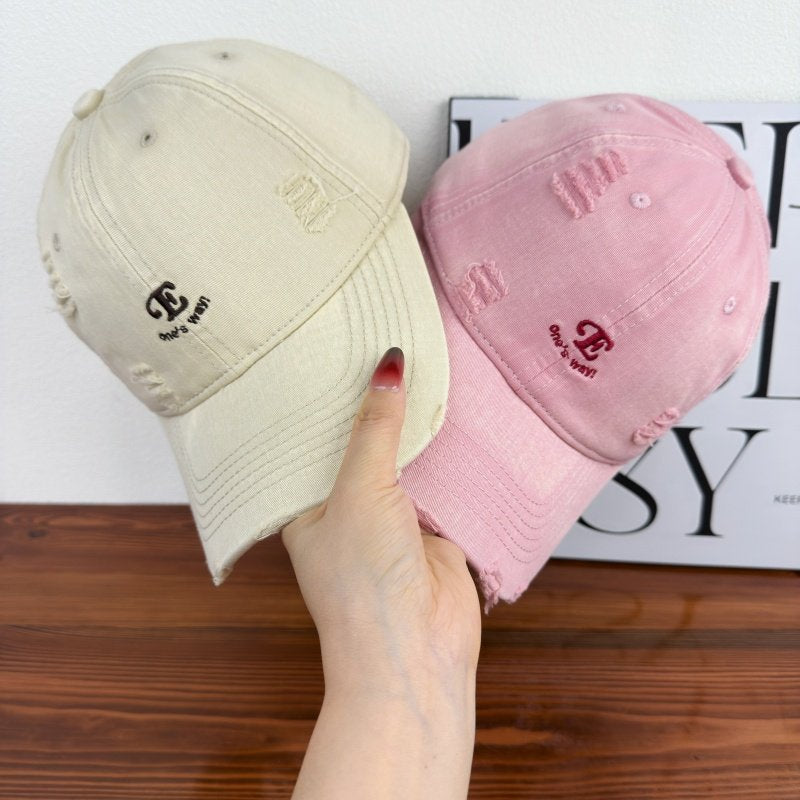 Unisex Distressed Denim Cap Bowlift