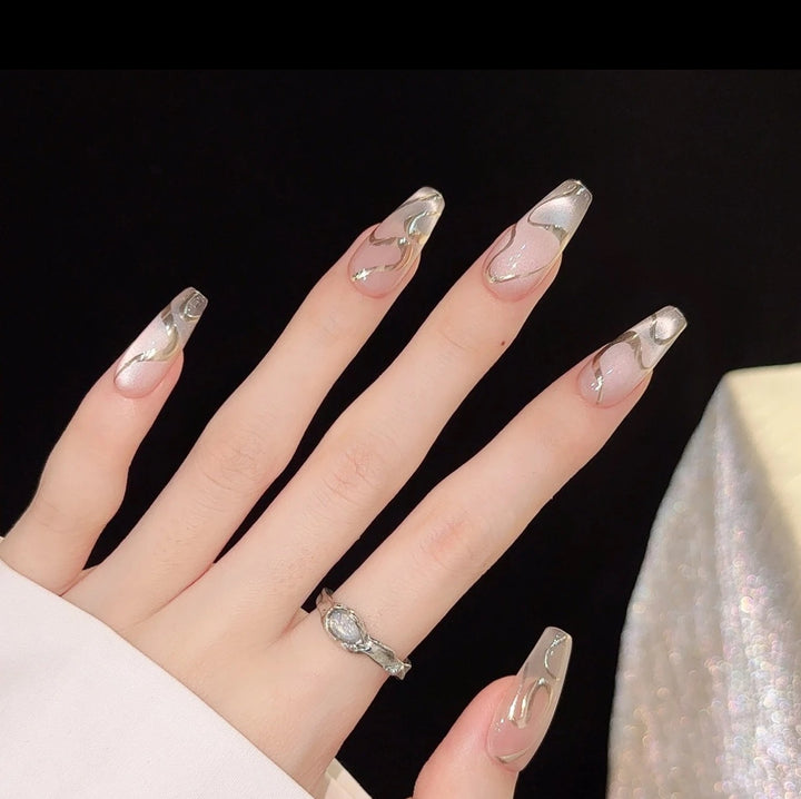 Elegant Marble Effect Press-On Nail Set