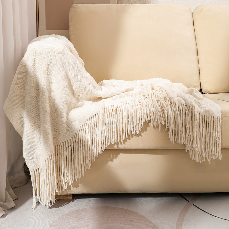 Decorative Fringe Throw Blanket Bowlift