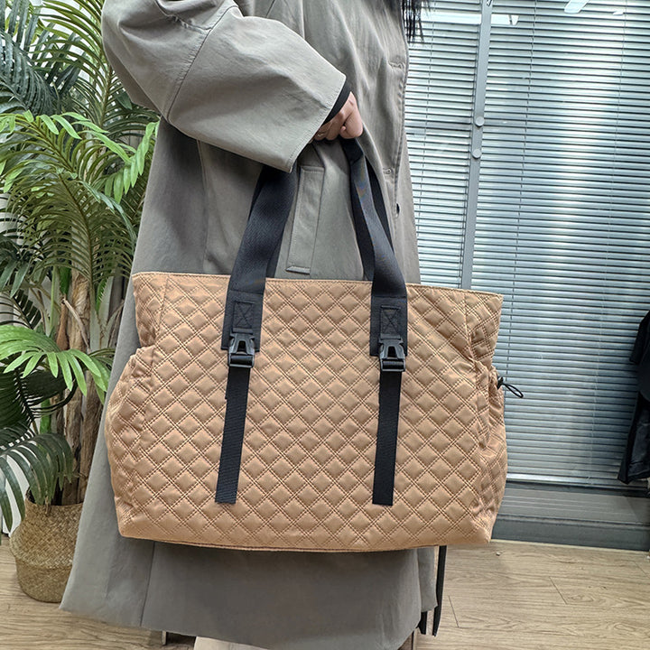Quilted Multi-Compartment Tote Bag Bowlift