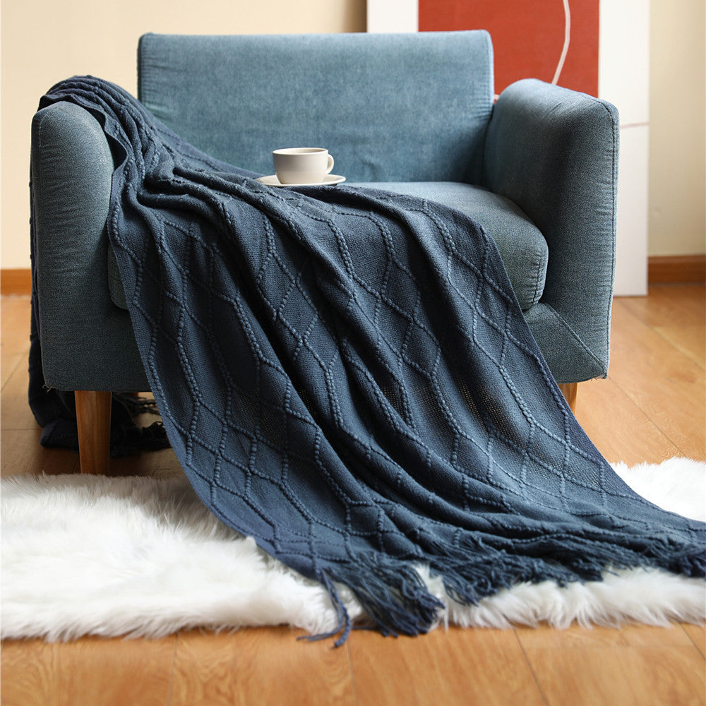 Luxurious Woven Textured Throw Blanket Bowlift