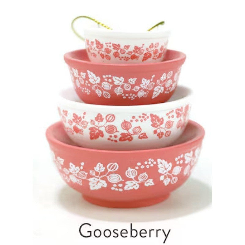 Stackable Ceramic Nesting Bowl Set With Folk Bird Motif And Glossy Glazed Finish