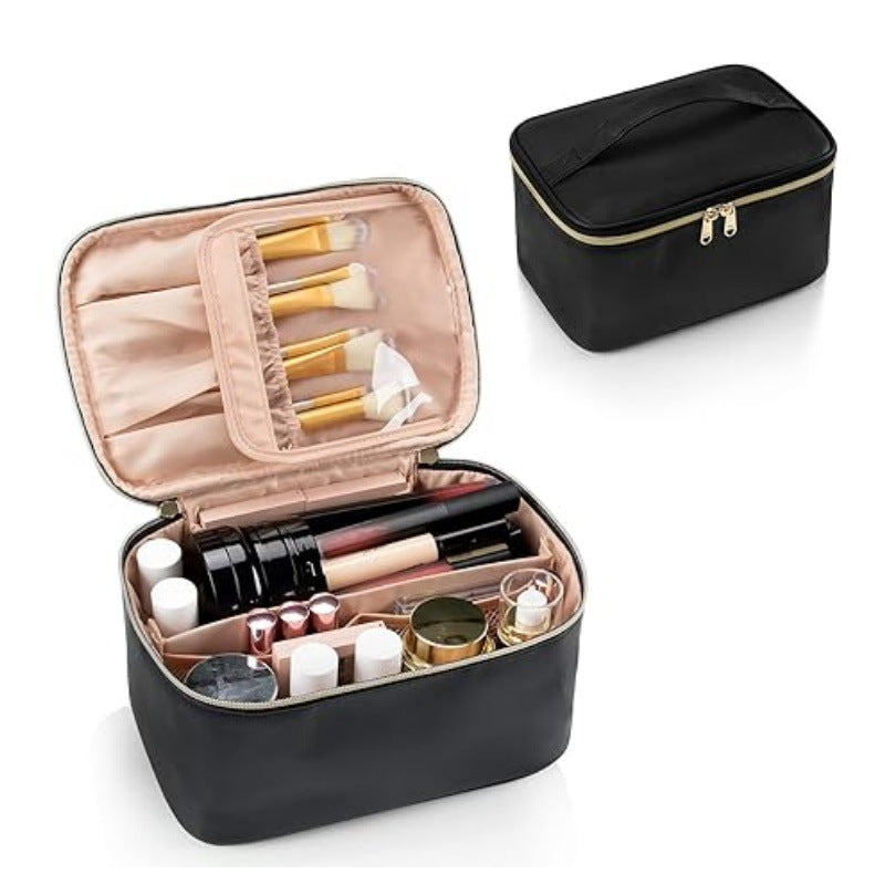 Cosmetic Organizer Bag with Structured Design and Versatile Compartments Bowlift