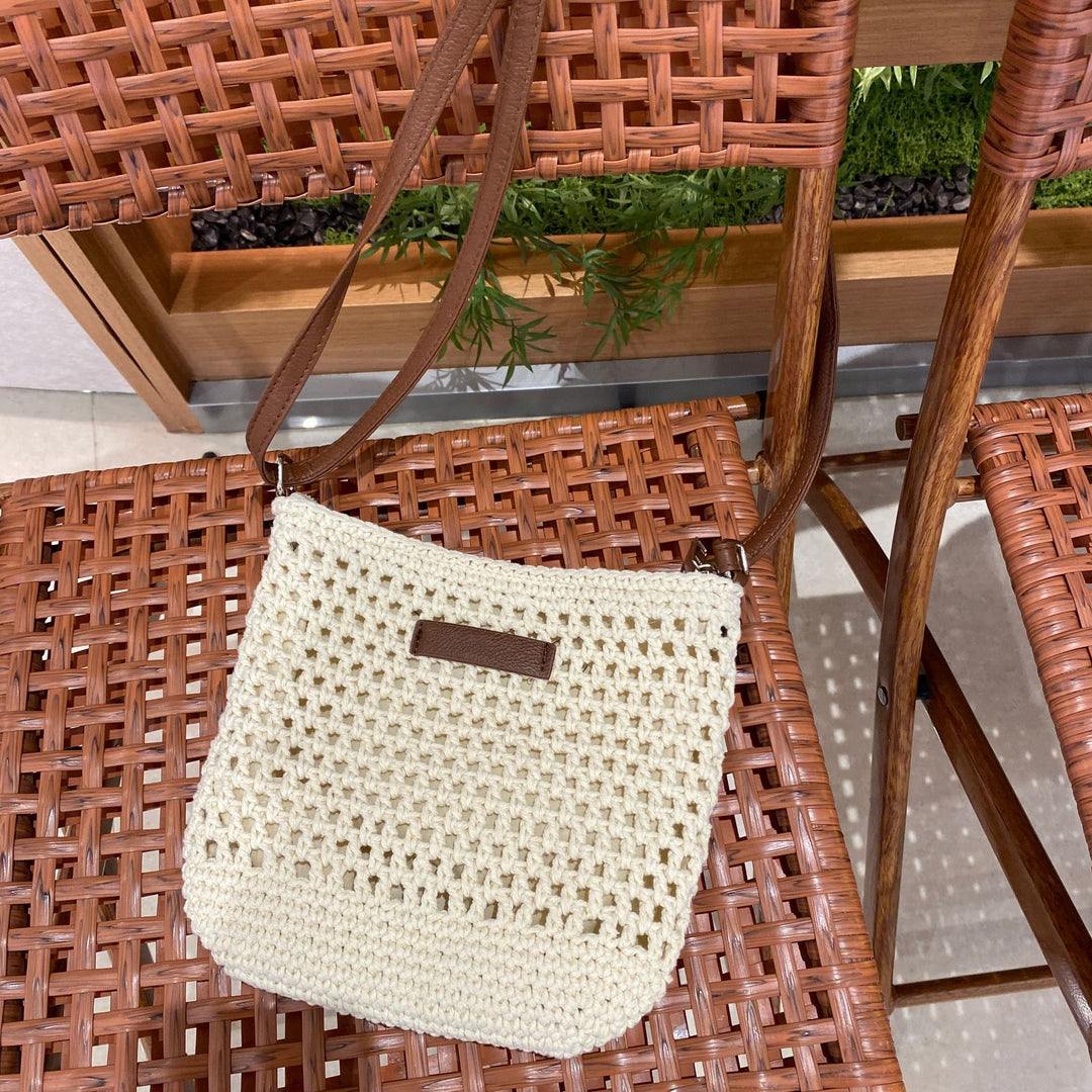 Hand-knotted shoulder bag with leather accent Bowlift