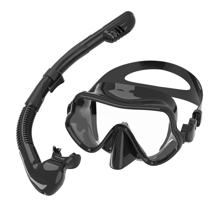 Ergonomic diving mask with flexible breathing tube Bowlift