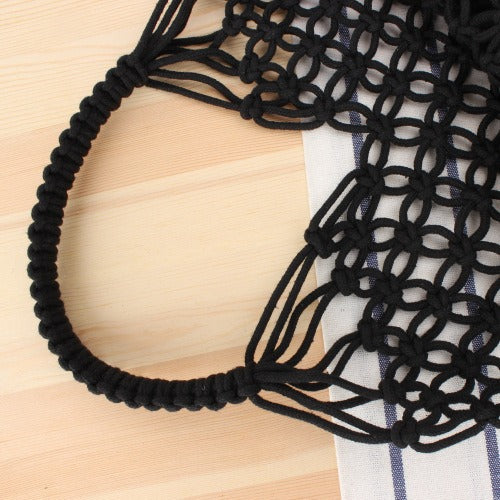 Designer Shoulder Bag Made of Woven Bast Bowlift
