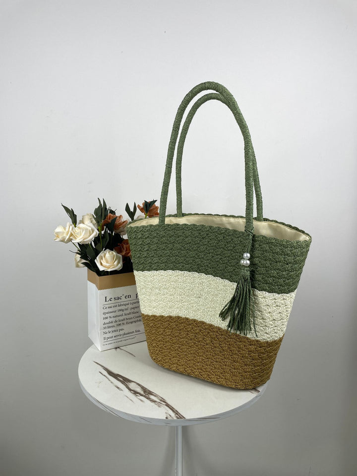 Trendy Woven Beach Bag Bowlift