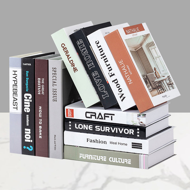 Decorative faux book storage box set for bookshelf styling Bowlift