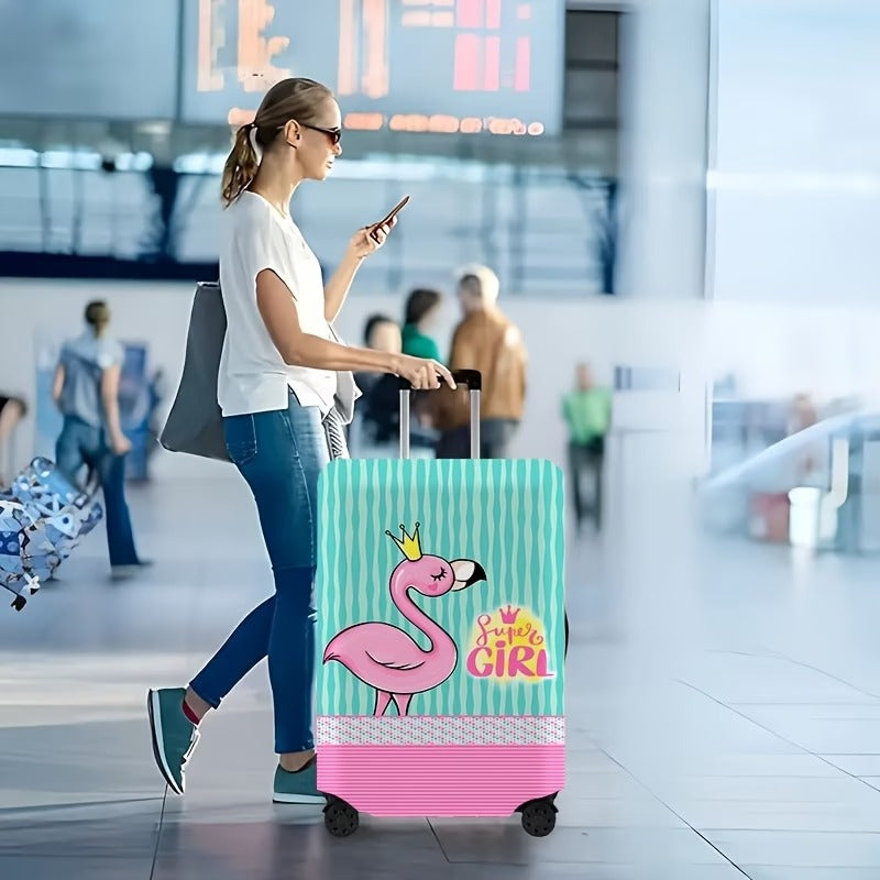 Women's nan elastic suitcase cover with flamingo print, stretch protective cover with zipper and non-slip interior attachment Bowlift
