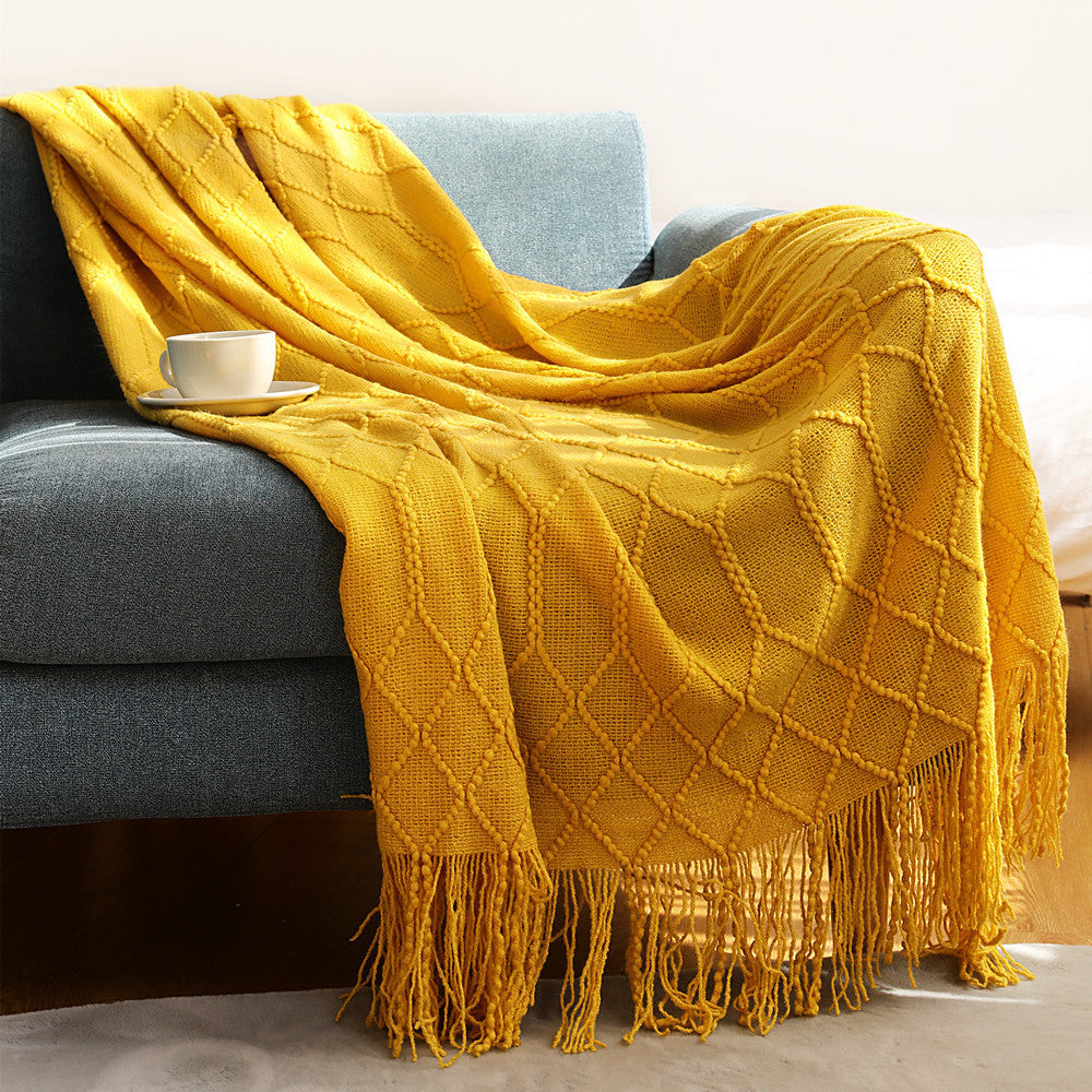 Luxurious Woven Textured Throw Blanket Bowlift