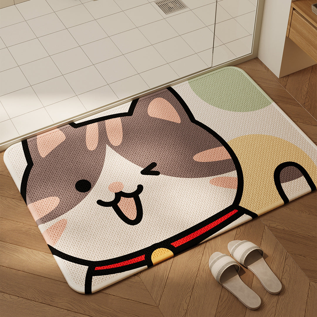 Decorative Cat-Themed Bath Mat Bowlift