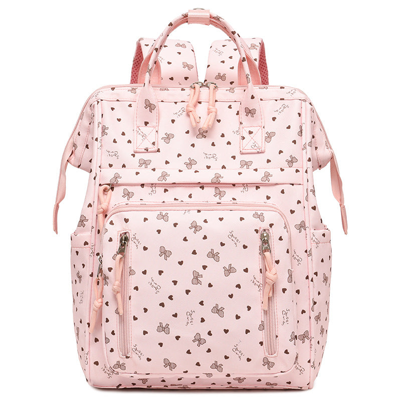Stylish Heart-Printed Multi-Pocket Backpack Bowlift