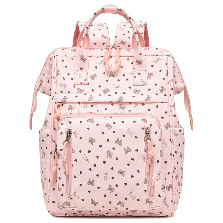 Stylish Heart-Printed Multi-Pocket Backpack Bowlift