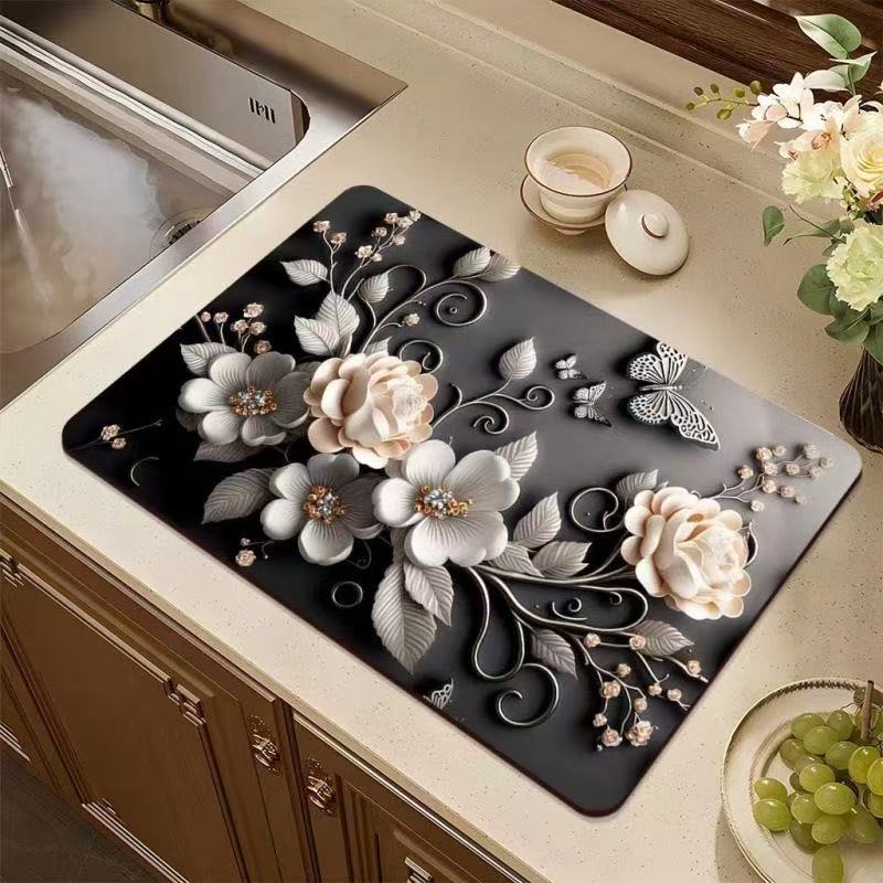 Artistic Floral Kitchen Mat Bowlift