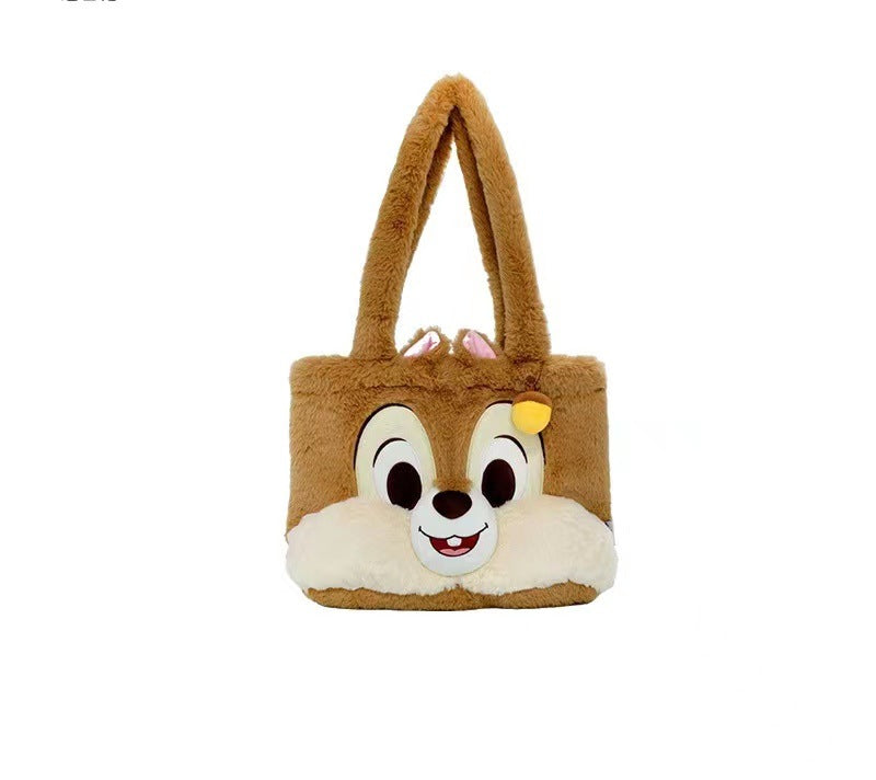 Plush Tote Bag with Animal Face Bowlift