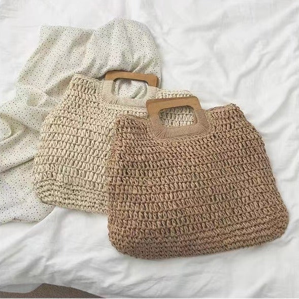 Handmade tote bag with wooden handle Bowlift