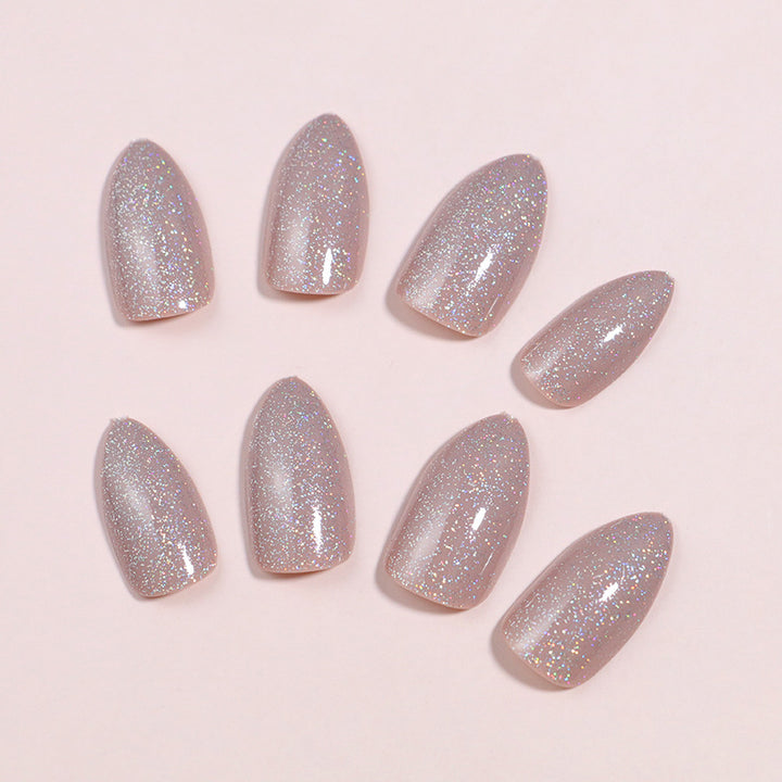 Premium Glittering Almond-Shaped Press-On Nails Bowlift