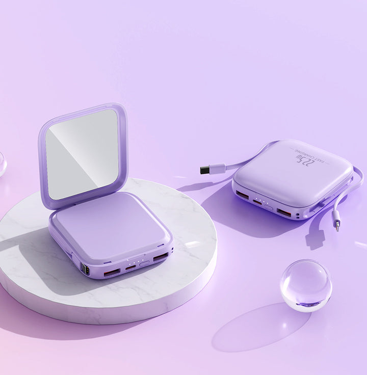 Portable cosmetic power bank with integrated mirror Bowlift