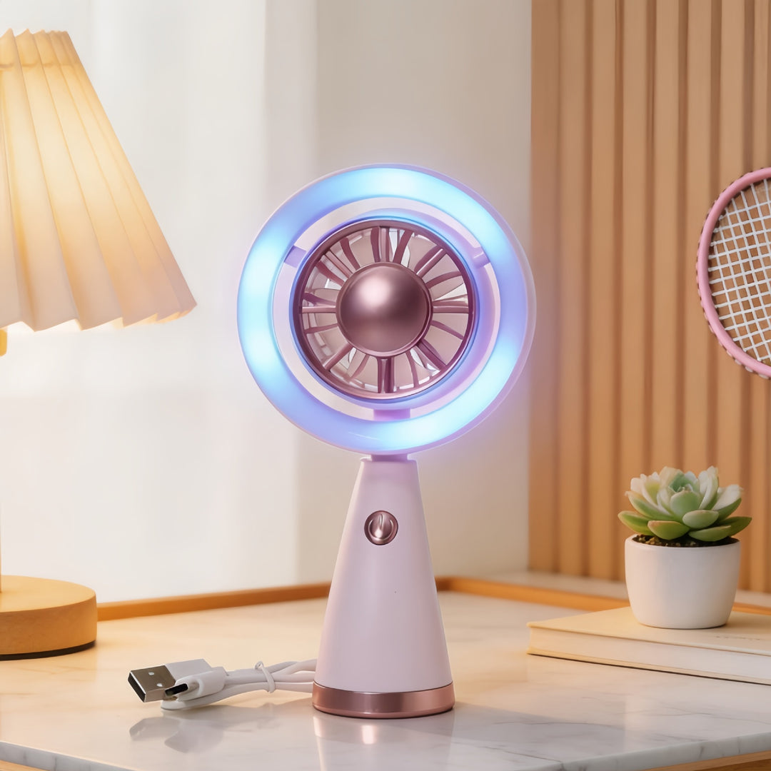 Ladies portable fan with LED light Bowlift