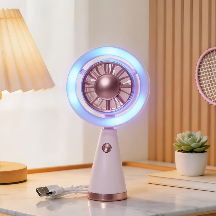 Ladies portable fan with LED light Bowlift