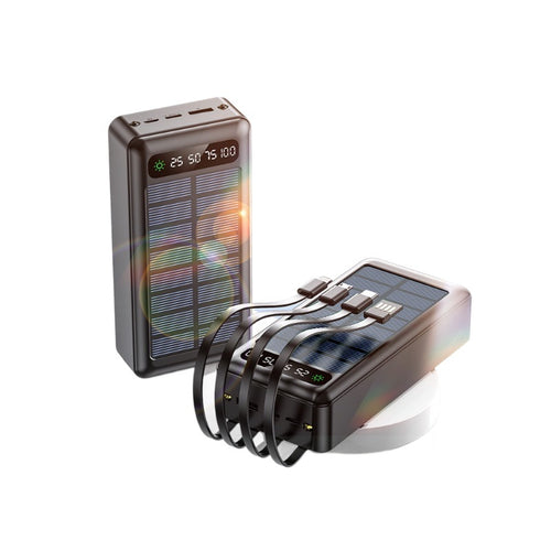 Solar-powered power bank with intelligent power display and multifunctional charging cables Bowlift