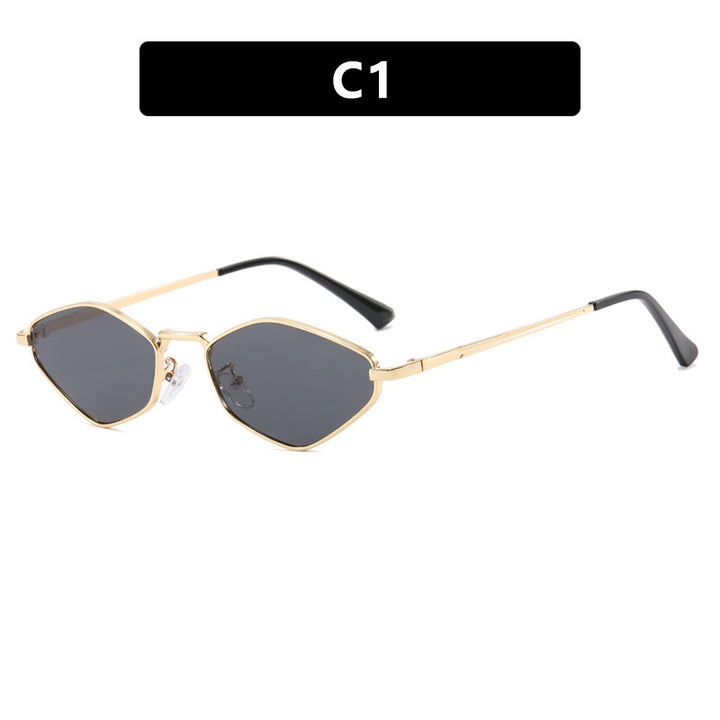 Women's geometric sunglasses with fine metal frame and UV protection Bowlift