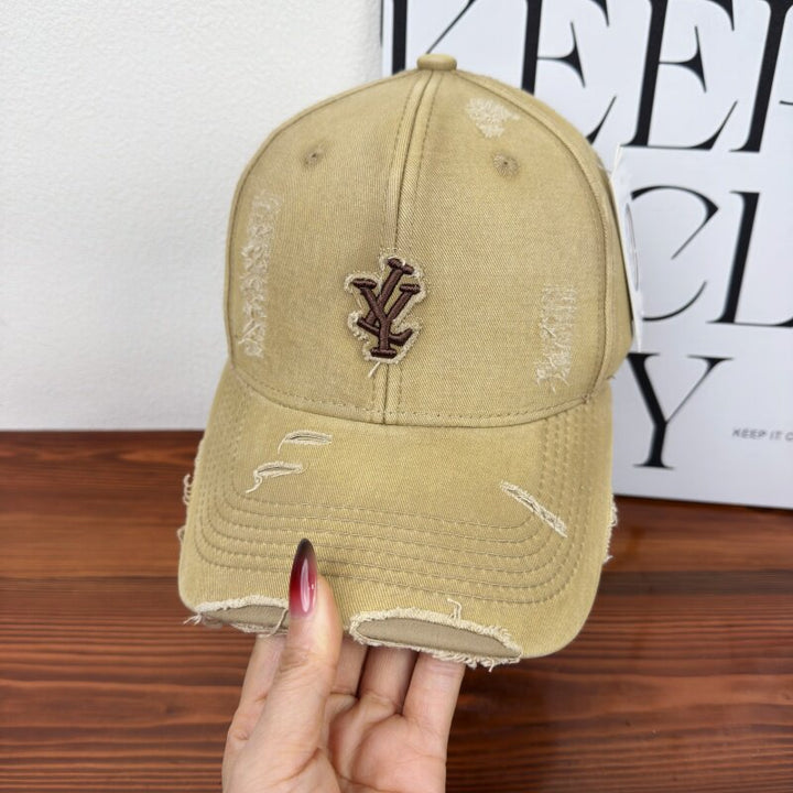 Men's Distressed Denim Adjustable Baseball Cap Bowlift
