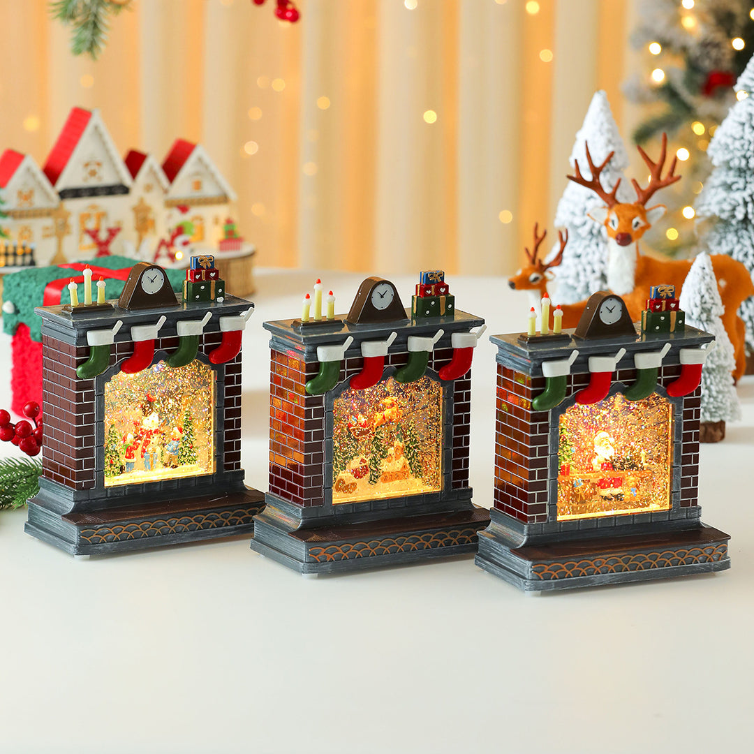 LED Illuminated Christmas Fireplace Decoration Bowlift