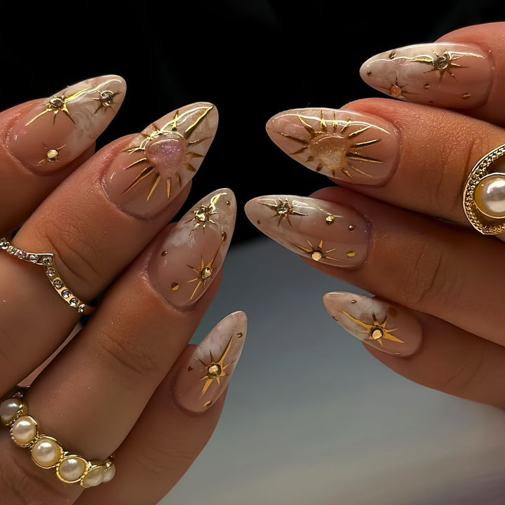 Decorative Star-Accented Press-On Nail Set Bowlift