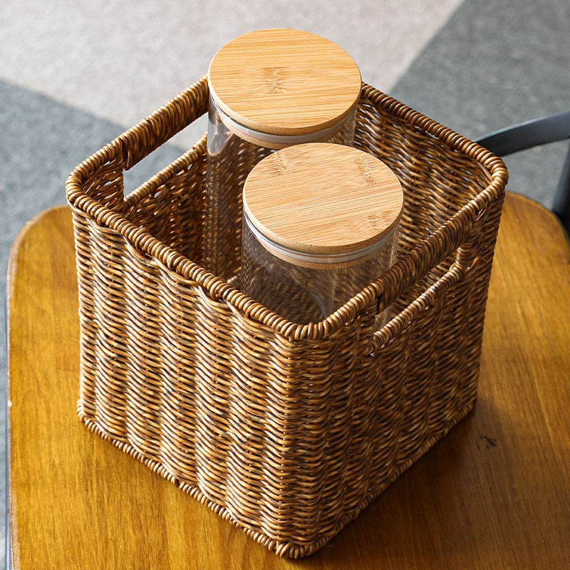 Handwoven Rustic Storage Cube Bowlift