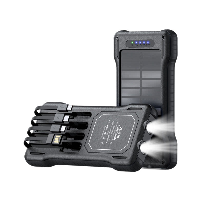Powerful Solar Power Bank with Multifunctional Charging Cables Bowlift