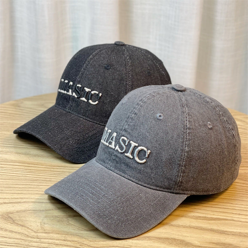 Women's Embroidered Denim Baseball Cap Bowlift