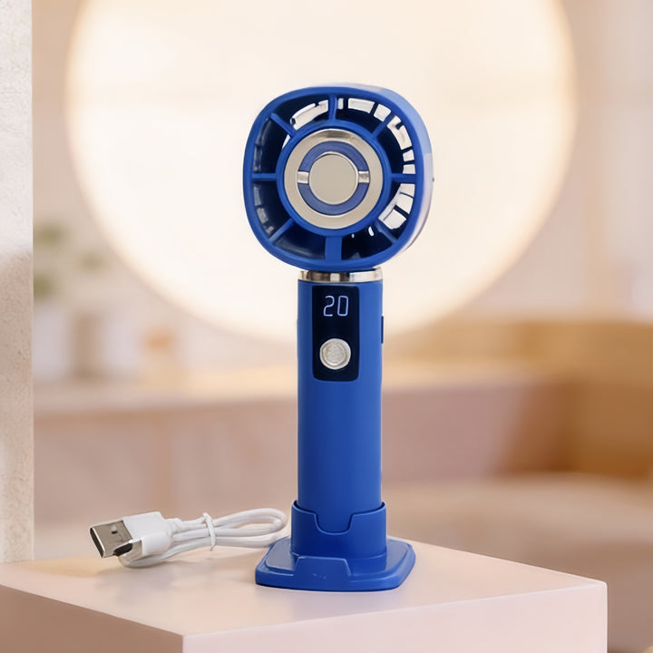 Portable Hand Fan with Digital Temperature Display and USB Charging Function Bowlift