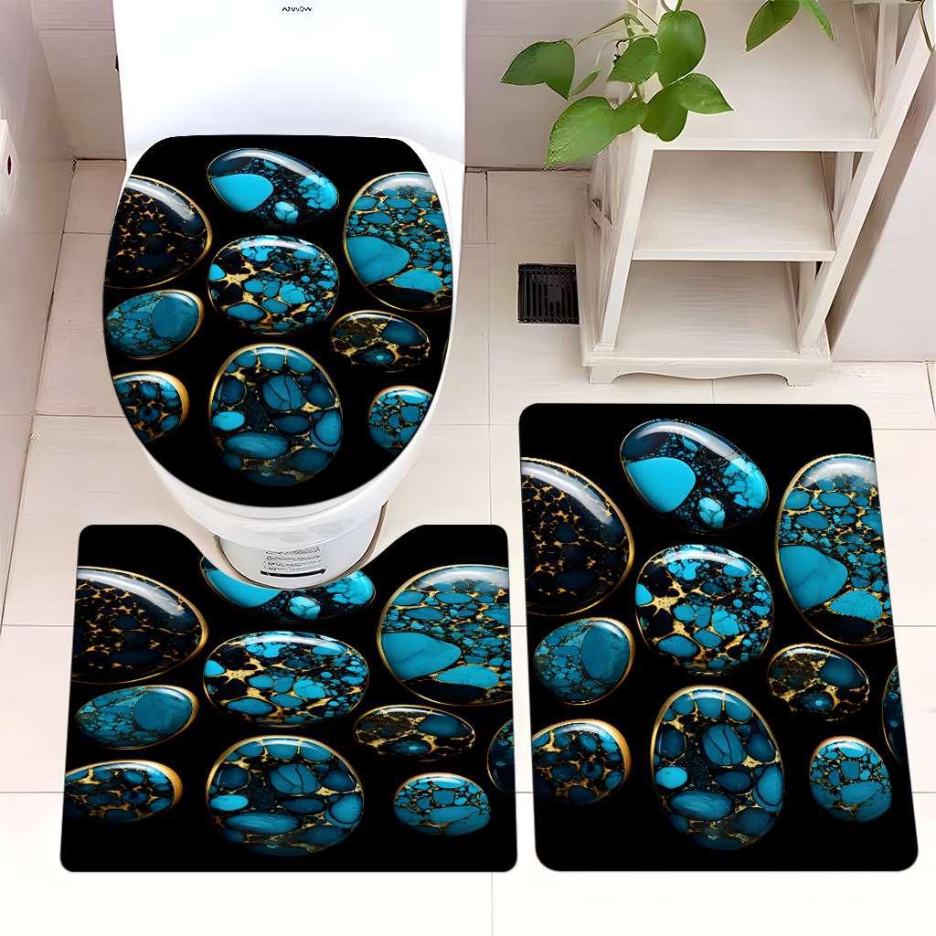 Decorative Pebble Bathroom Mat Set Bowlift