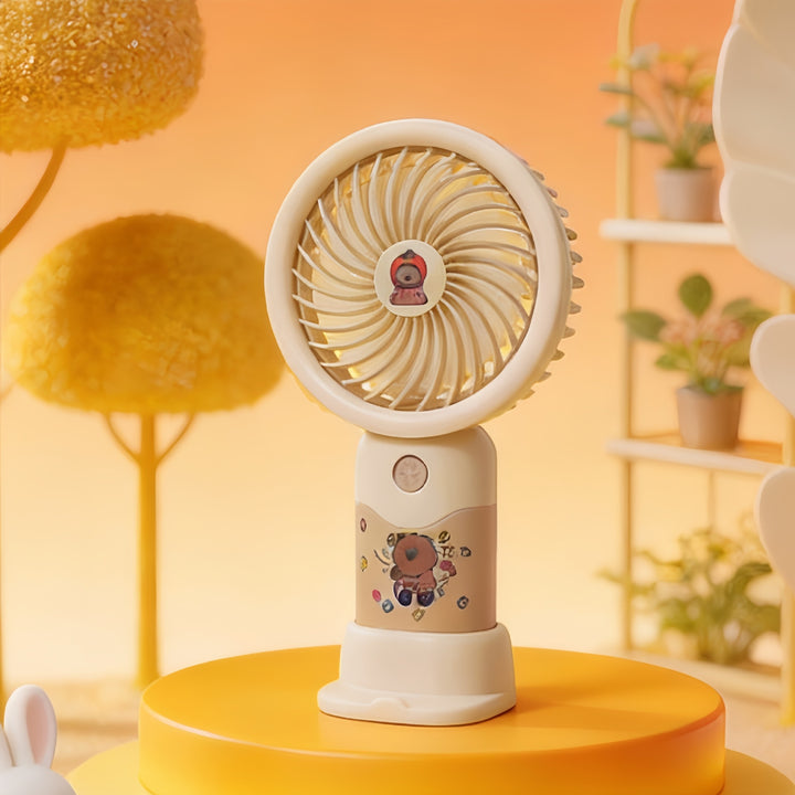 Unisex portable hand fan with bear motif and charging station Bowlift
