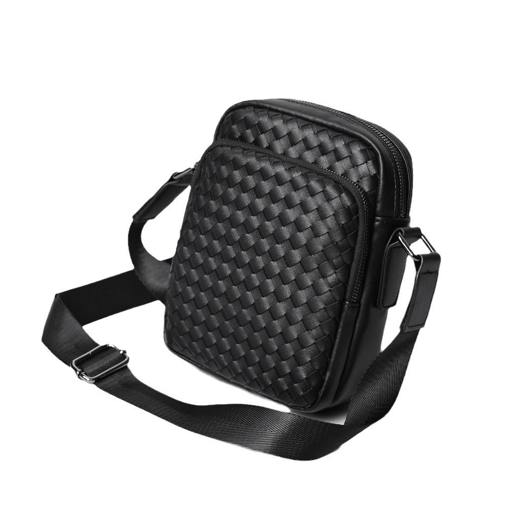 Practical Crossbody Bag with Woven Design Bowlift