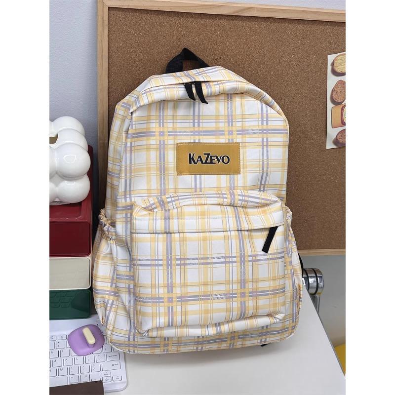 Stylish Plaid Patterned Laptop Backpack Bowlift