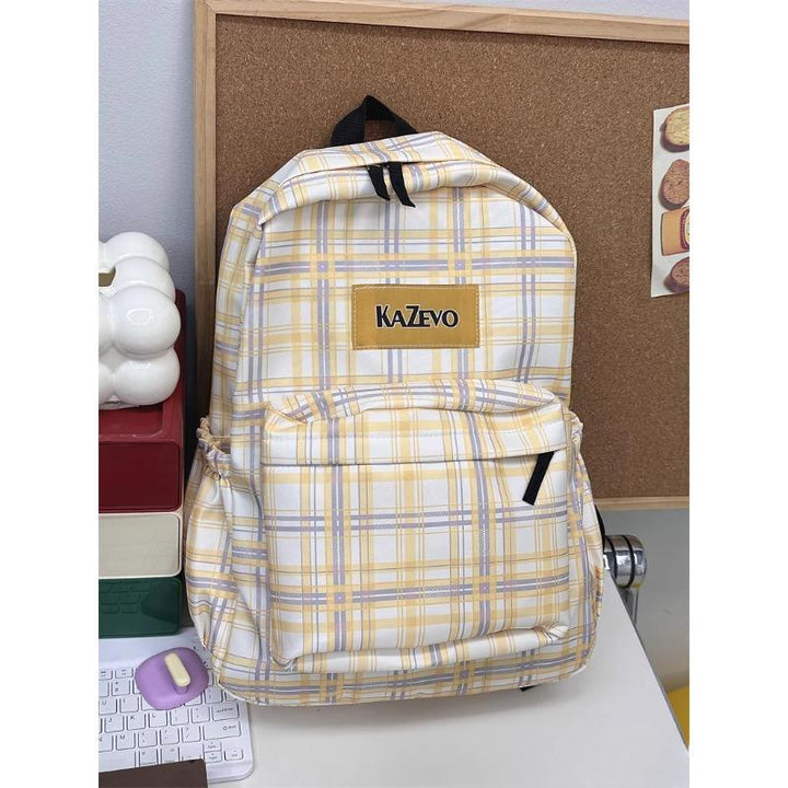 Stylish Plaid Patterned Laptop Backpack Bowlift