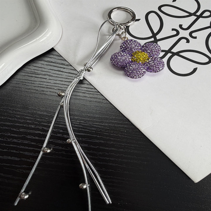 Rhinestone Flower Charm Keychain Bowlift