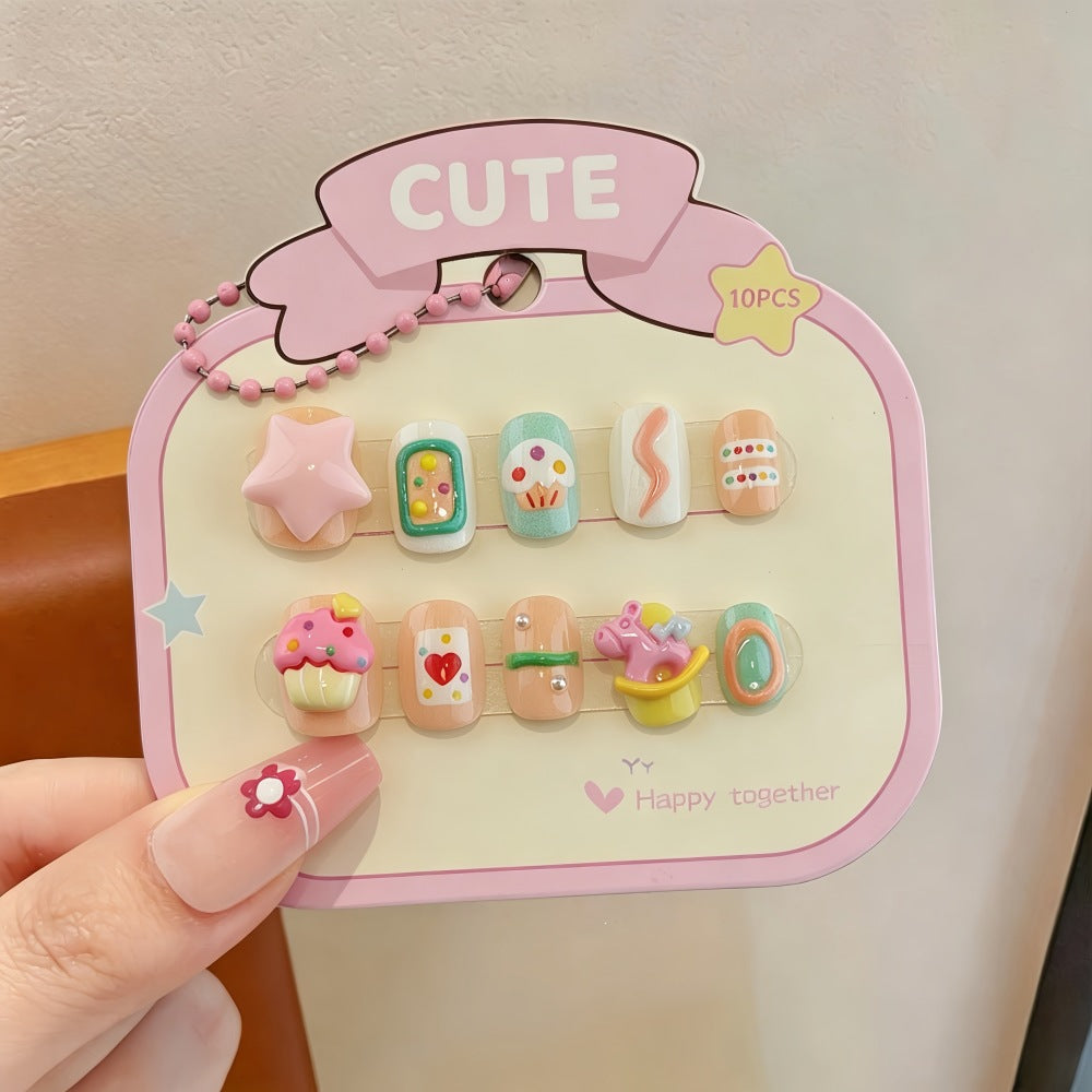 Playful artificial nail set with colorful designs Bowlift