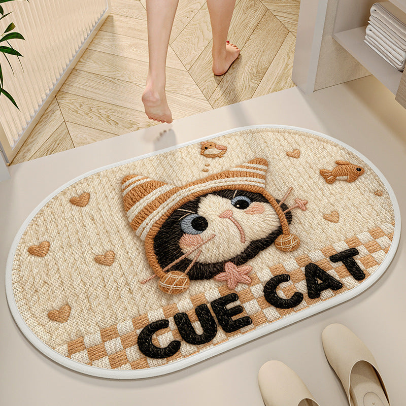 Decorative Cat-Themed Bath Mat Bowlift