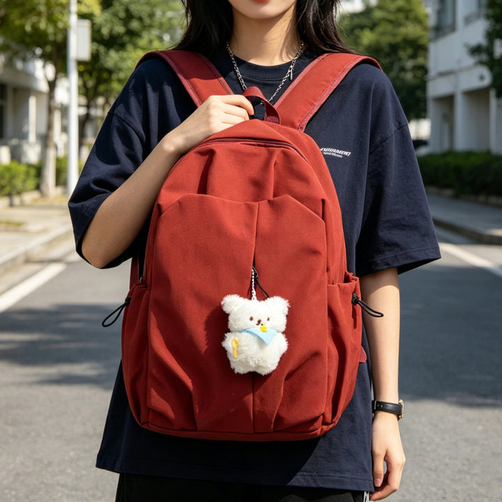 Backpack with High-Quality Craftsmanship and Cute Teddy Pendant Bowlift