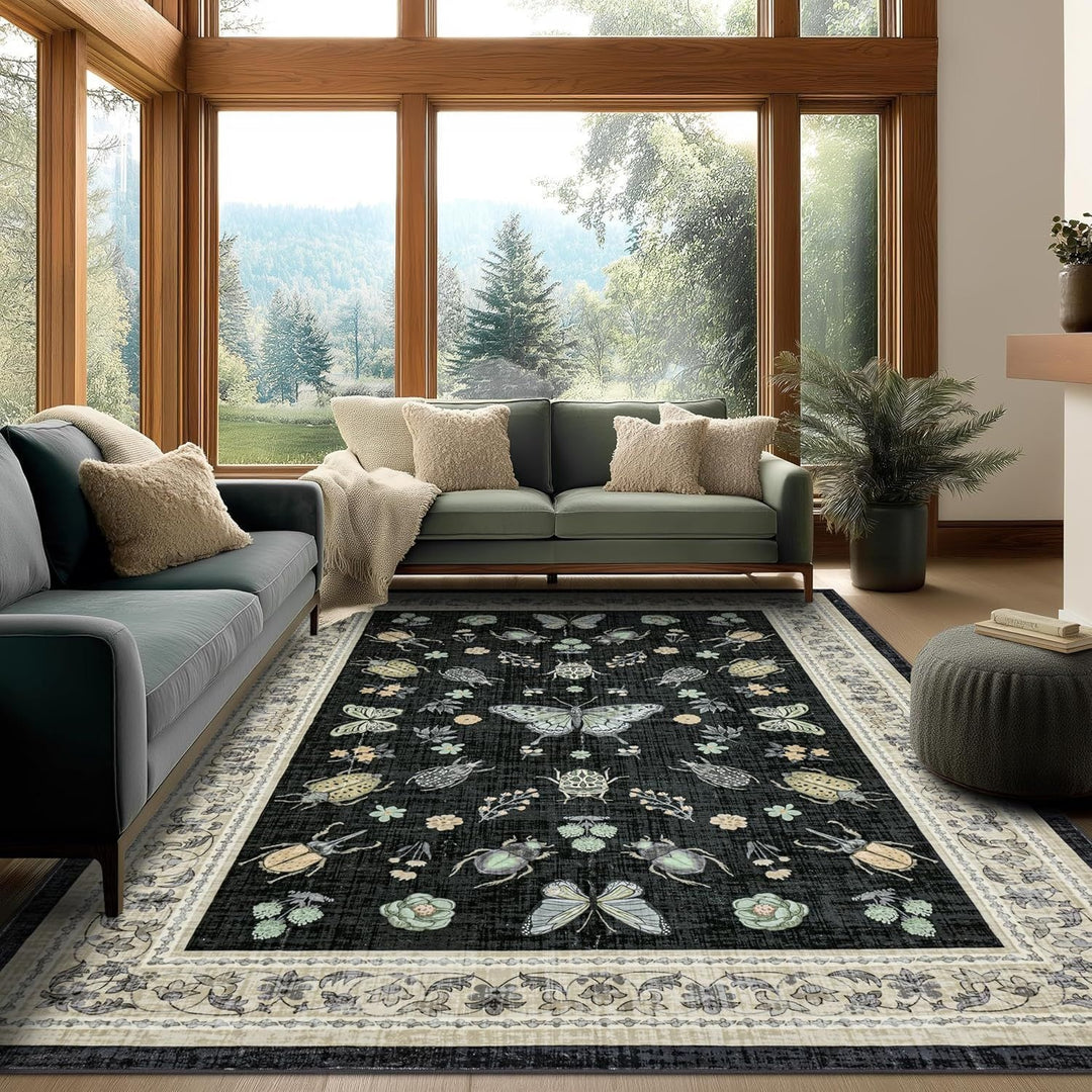 Decorative Floral Pattern Area Rug Bowlift
