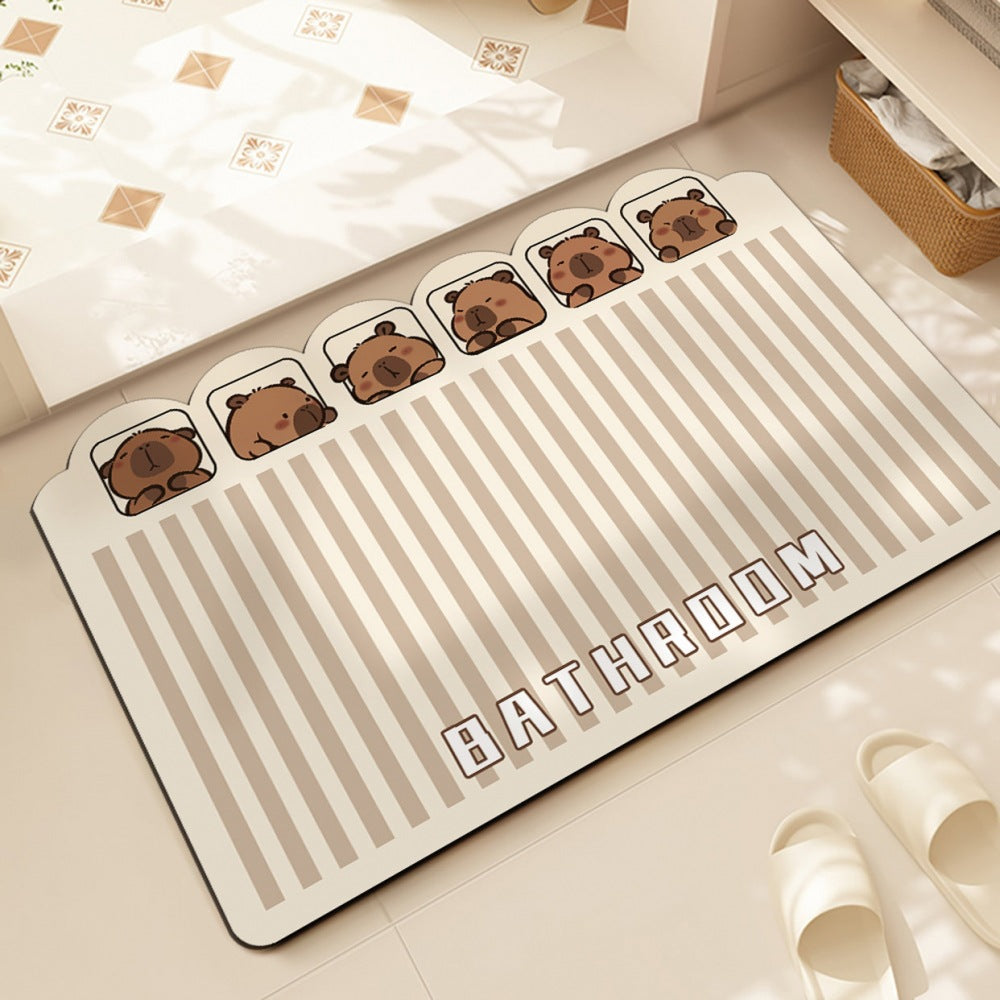 Cartoon Bear-Themed Bath Mat