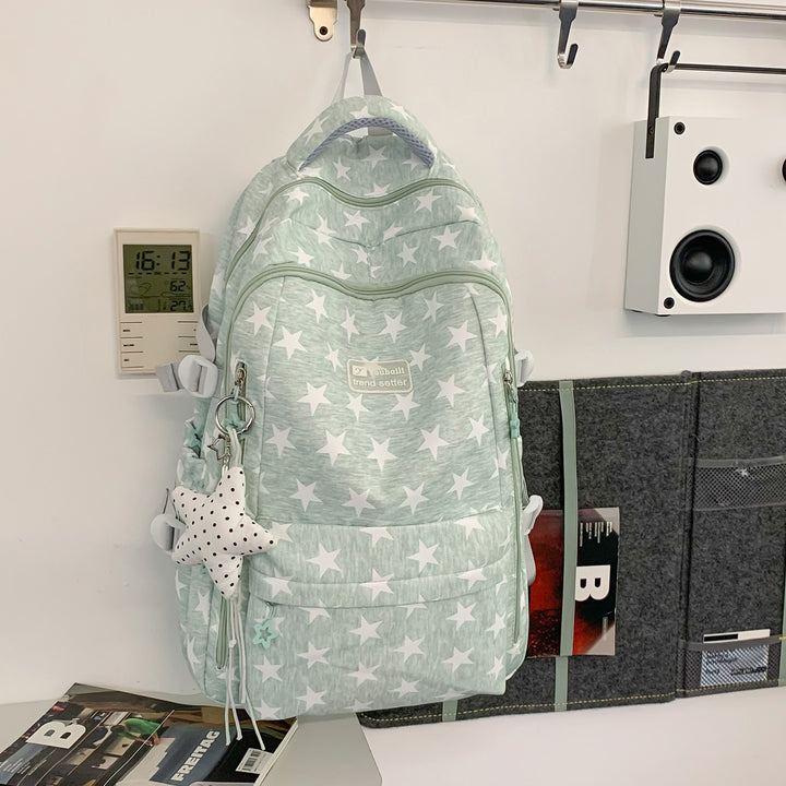 Trendy Star-Print School Backpack Bowlift