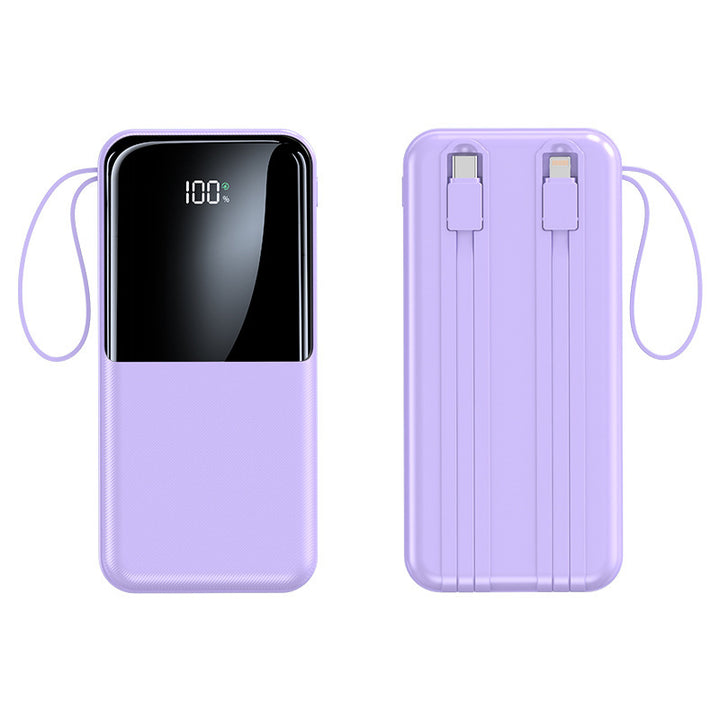 Portable power bank with integrated charging cable and LCD display Bowlift